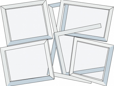 Flat vector study of overlapping pan-and-tilt joiner frames with rotated edges