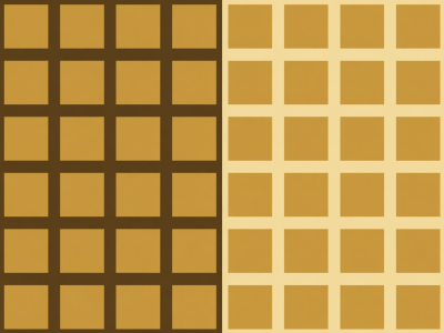 Flat vector study showing identical mid-tone ochre squares enclosed inside dark umber versus bright parchment borders