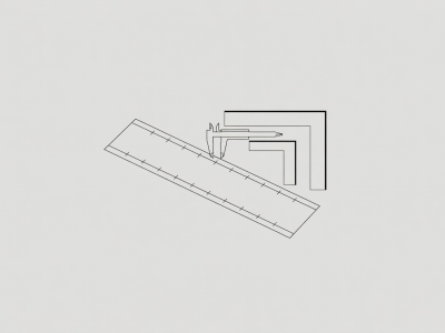 Flat vector diagram of a studio layout board with proportional callipers and L-shaped cropping rules